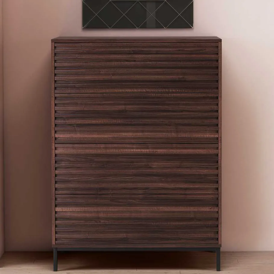 80 cm breite Hochkommode in Walnuss Optik - Teleska Kommoden