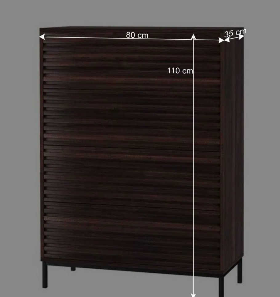 80 cm breite Hochkommode in Walnuss Optik - Teleska Kommoden