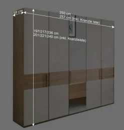 Online 250 cm breiter Schlafzimmerschrank mit 5 Türen - Emdsiva III Kleiderschränke|Schränke