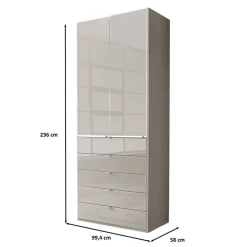 Hot 100 cm breiter Schlafzimmerschrank in Hellgrau - Nucina Kleiderschränke|Schränke