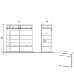 Clearance 246 cm breites Flurmöbel Set modern - Orsecca (fünfteilig) Garderoben