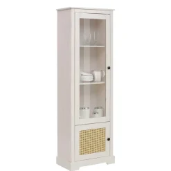 Best 180 cm hohe Landhausvitrine in Weiß mit Beige - Isvair I Vitrinen