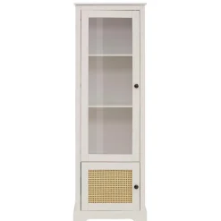 Best 180 cm hohe Landhausvitrine in Weiß mit Beige - Isvair I Vitrinen