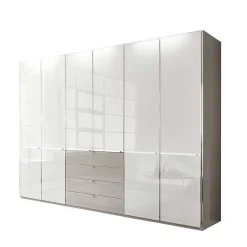Online 296 cm Kleiderschrank mit Glas in Weiß - Pascan Kleiderschränke