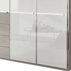 Online 296 cm Kleiderschrank mit Glas in Weiß - Pascan Kleiderschränke