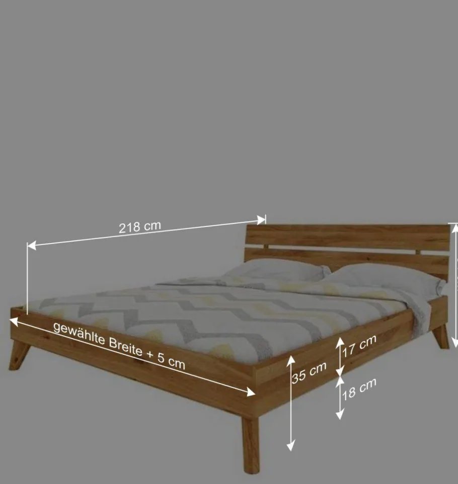 Best 210 cm langes Holzbett Gestell Wildeiche - Eavy Betten