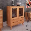 Best 110 cm niedrige Holzvitrine aus Kernbuche - Junola Highboards|Vitrinen