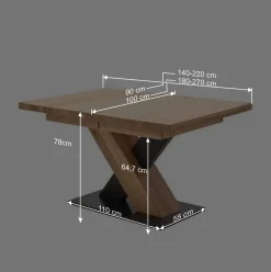 Best 2 Größen X Säulentisch mit Auszugsfunktion - Cisterna Tische