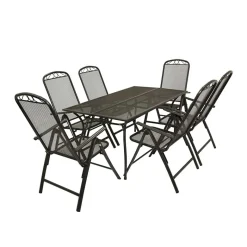Best 6 Personen Gartengruppe aus Streckmetall - Tessina (siebenteilig) Sitzgruppe