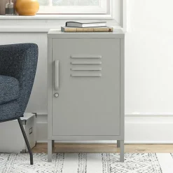 Abschließbare Türen-Kommode im Spind Look - Melanje Kommoden