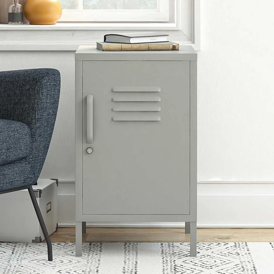 Abschließbare Türen-Kommode im Spind Look - Melanje Kommoden