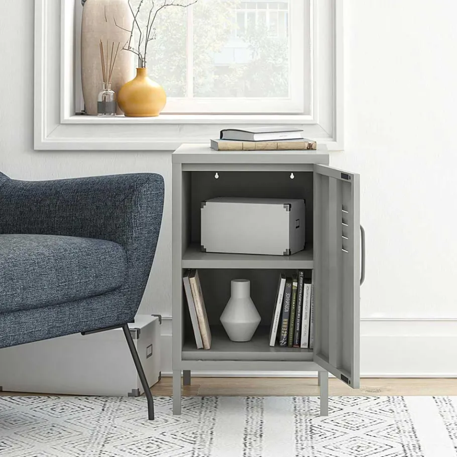 Abschließbare Türen-Kommode im Spind Look - Melanje Kommoden