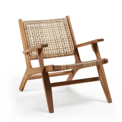 Discount Akazie Holzsessel mit Rattan Geflecht - Foglia Sessel