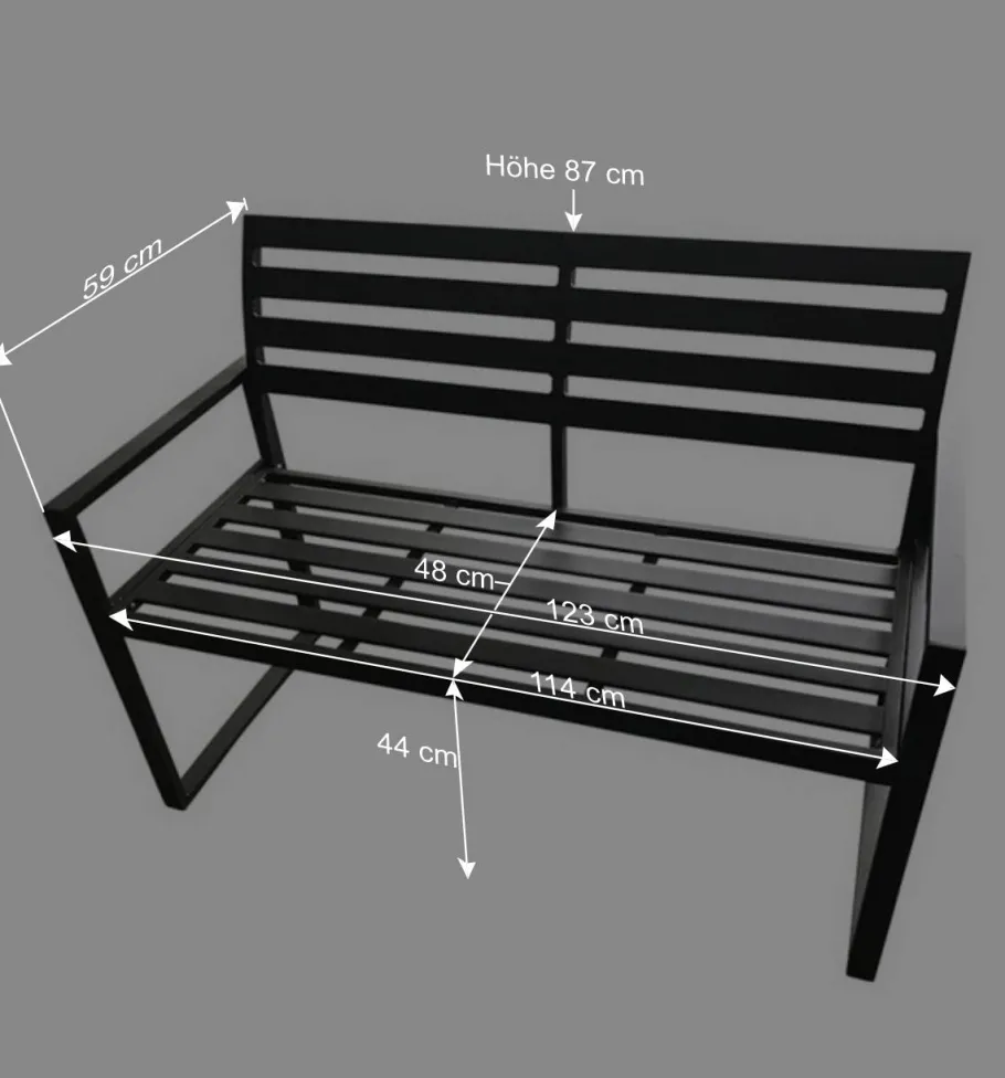 Best Aluminium Gartenbank mit Armlehnen - Calbanyara Sitzbank
