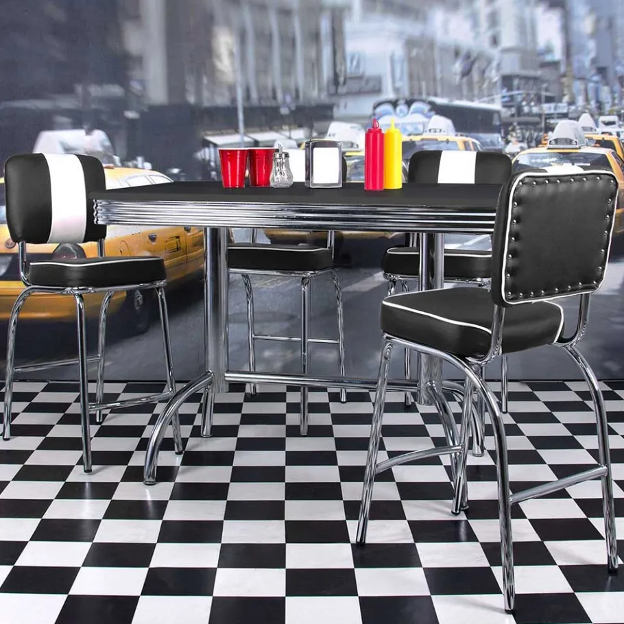 American Diner Bartisch Set Barataria mit 4 Stühlen (fünfteilig) Sitzgruppe