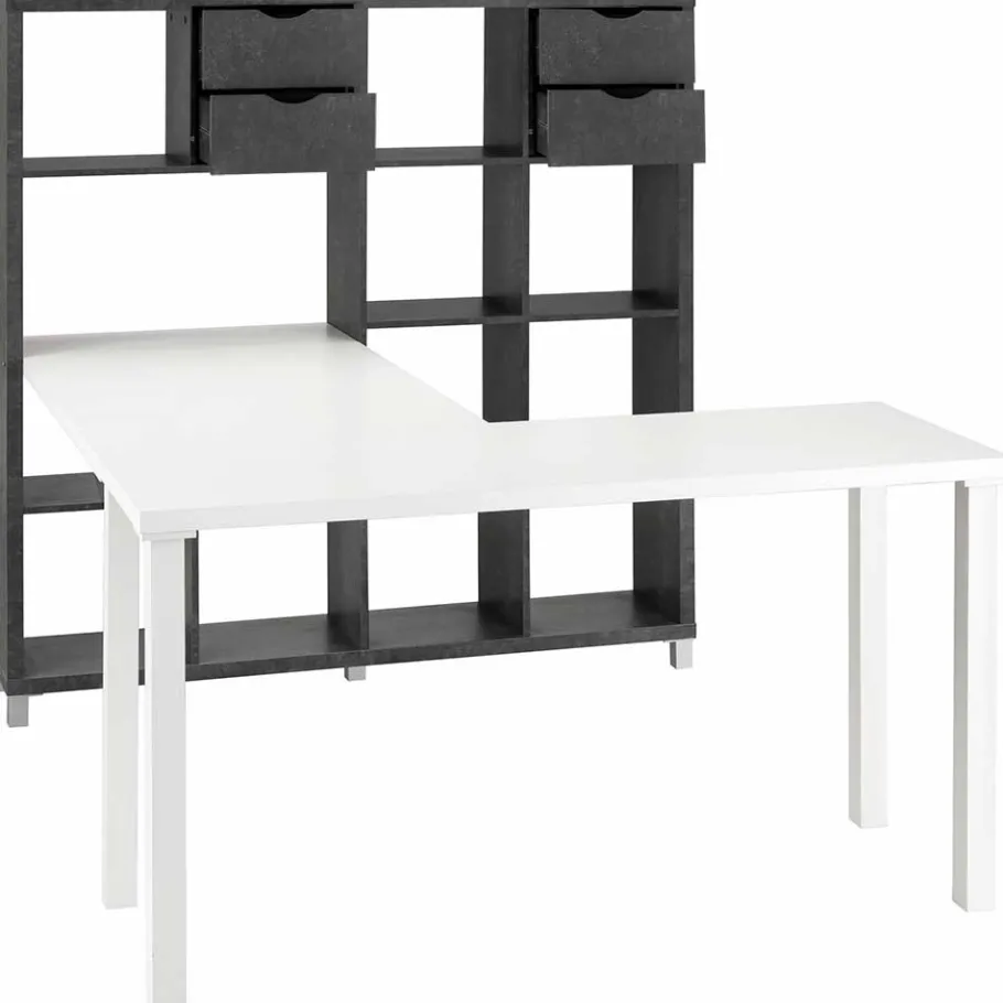 Arbeitsplatz Eckschreibtisch mit Regal zweifarbig - Zucarella Tische