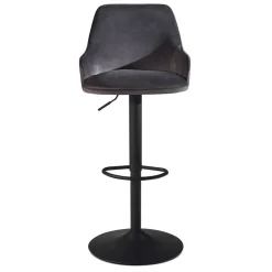 Armlehnen-Barstuhl aus grauem Samt - Dana Hocker