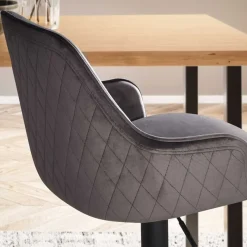 Armlehnen-Barstuhl aus grauem Samt - Dana Hocker