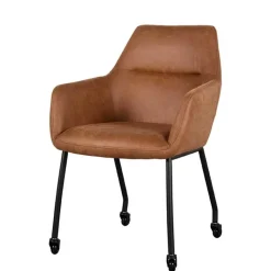 Online Armlehnenstuhl auf Rollen in Cognac Braun - Varel (2er Set) Stühle