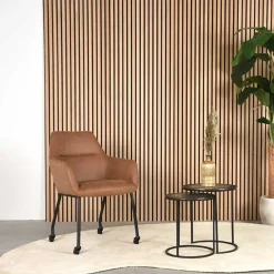 Online Armlehnenstuhl auf Rollen in Cognac Braun - Varel (2er Set) Stühle