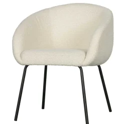 Armlehnenstuhl aus Boucle Stoff in Offwhite - Choco (2er Set) Stühle