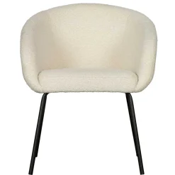 Armlehnenstuhl aus Boucle Stoff in Offwhite - Choco (2er Set) Stühle