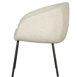 Armlehnenstuhl aus Boucle Stoff in Offwhite - Choco (2er Set) Stühle