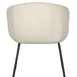 Armlehnenstuhl aus Boucle Stoff in Offwhite - Choco (2er Set) Stühle