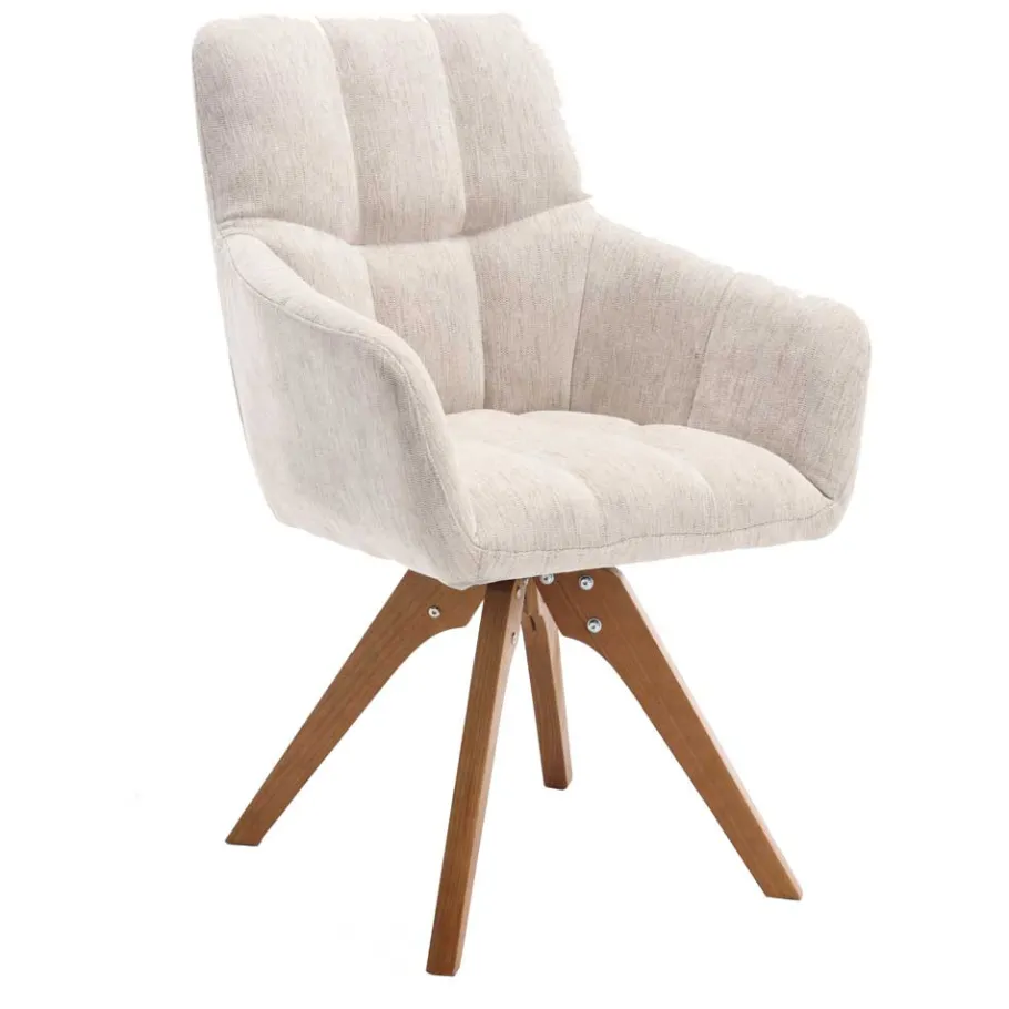 Armlehnenstuhl in Creme Strukturstoff - Crystoga (2er Set) Stühle