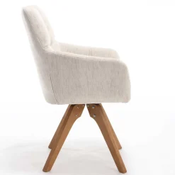 Armlehnenstuhl in Creme Strukturstoff - Crystoga (2er Set) Stühle