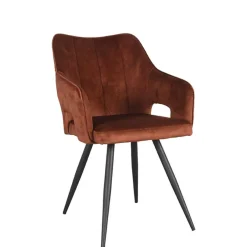 Armlehnenstuhl in Rost Braun Velours - Welinda Stühle