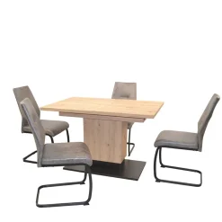 Clearance Ausziehbarer Säulentisch & Stühle - Vendelyn (fünfteilig) Sitzgruppe|Tische