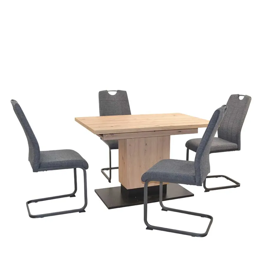 Clearance Ausziehtisch & Freischwinger Set - Glade (fünfteilig) Sitzgruppe