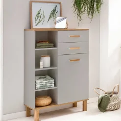 Best Bad Highboard in Platingrau und Eiche - Nienzo Highboards