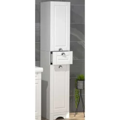 Best Bad Hochschrank in Weiß - 35x180x32 cm - Akira Schränke