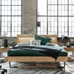 Clearance Balkenbett aus Kiefer mit LED Beleuchtung - Enjta Betten