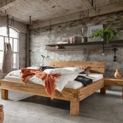 Clearance Balkenbett mit Naturkanten Kopfteil - Blevos Betten