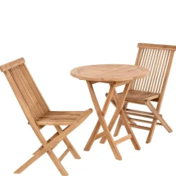 Sale Balkon Tischgruppe aus Teak Massivholz - Senvelita (dreiteilig) Sitzgruppe