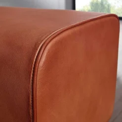 Outlet Bank in Turnbock Optik aus braunem Leder - Maestoso Sitzbank