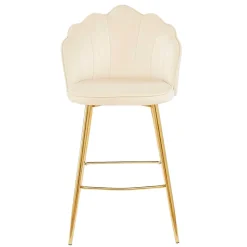 Barhocker mit Muschel-Lehne in Beige - Grovossa (2er Set) Hocker