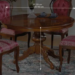 Barock Essgruppe mit Tisch rund Magari & 4 Polsterstühlen Rot (fünfteilig) Sitzgruppe