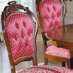 Barock Essgruppe mit Tisch rund Magari & 4 Polsterstühlen Rot (fünfteilig) Sitzgruppe