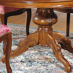 Barock Essgruppe mit Tisch rund Magari & 4 Polsterstühlen Rot (fünfteilig) Sitzgruppe