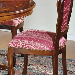 Barock Essgruppe mit Tisch rund Magari & 4 Polsterstühlen Rot (fünfteilig) Sitzgruppe