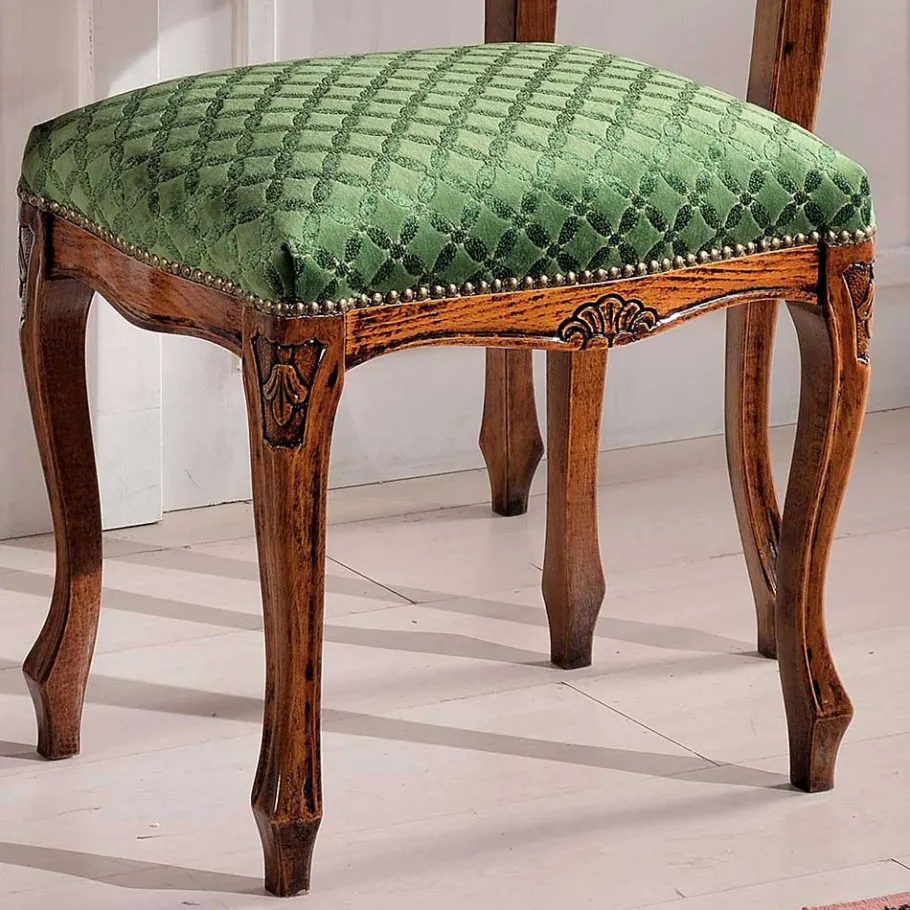 Barock Hocker gepolstert Agosto in Grün Hocker