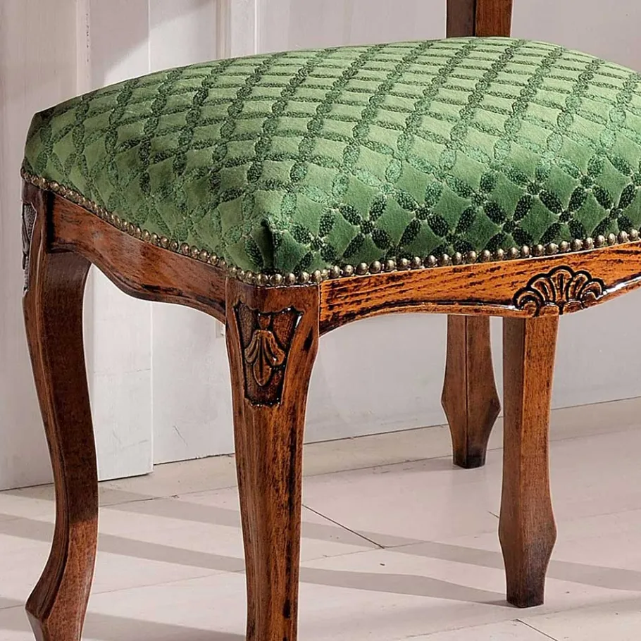 Barock Hocker gepolstert Agosto in Grün Hocker