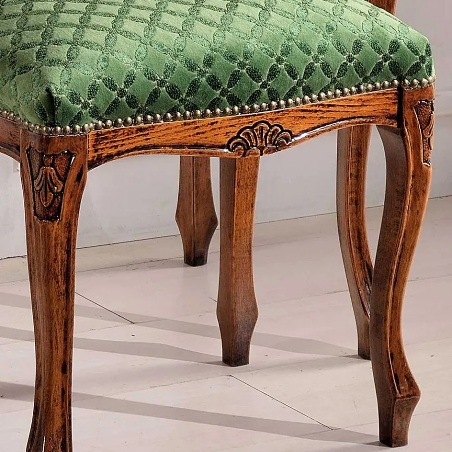 Barock Hocker gepolstert Agosto in Grün Hocker