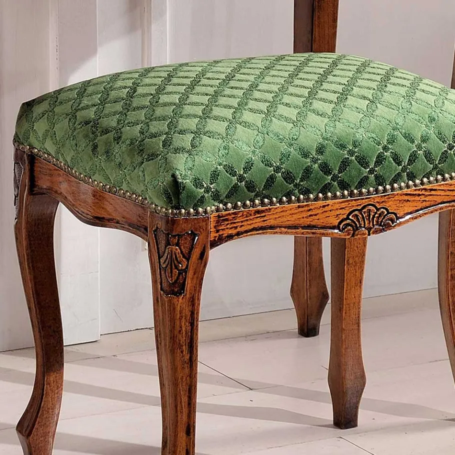 Barock Hocker gepolstert Agosto in Grün Hocker