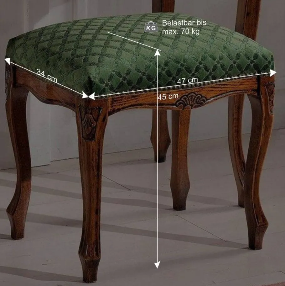 Barock Hocker gepolstert Agosto in Grün Hocker