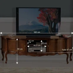 Best Barock Lowboard für Fernseher Dentro in Nussbaumfarben Tv & Hifi-Möbel|Lowboards